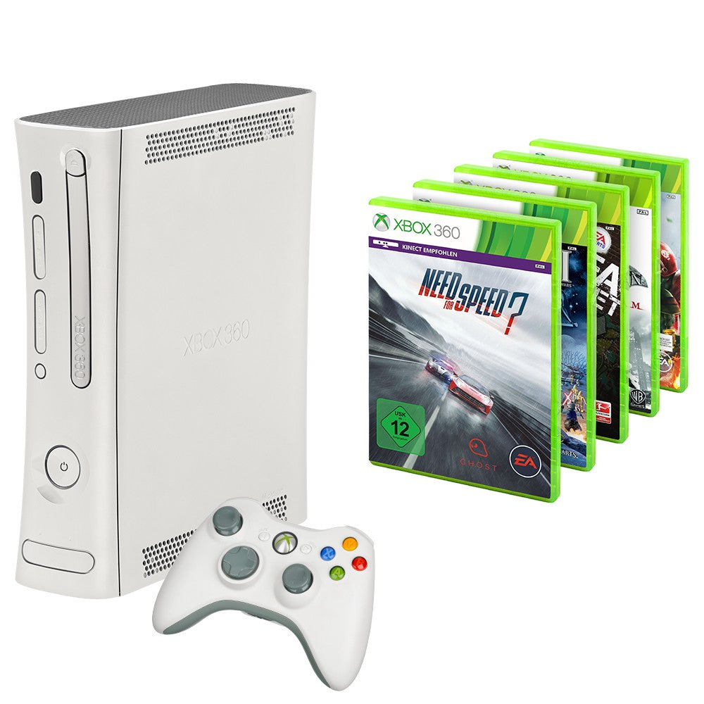 Konsole Core weiß + 5 Gratis Spiele + Original Controller + Zubehör