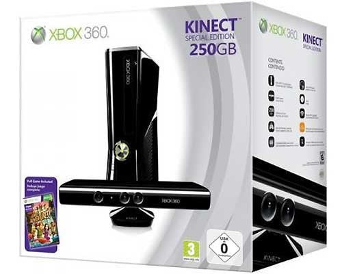 Konsole Slim 250GB glossy-schwarz + Kinect Adventures + Original Controller + Kinect