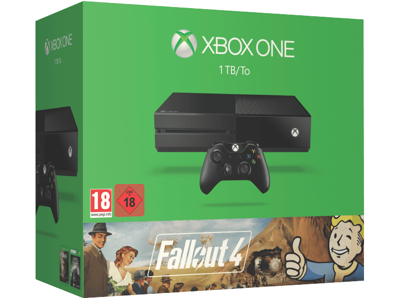 Konsole 1TB schwarz + Fallout 4 + Original Controller