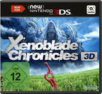 Xenoblade Chronicles 3D für Nintendo New 3DS zeigt ein riesiges mechanisches Wesen über einer grünen Wiese, USK ab 12.