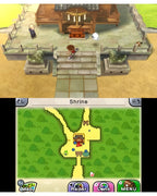 Yo-Kai Watch zeigt eine Figur vor einem Schrein und eine Übersichtskarte des Gebiets.